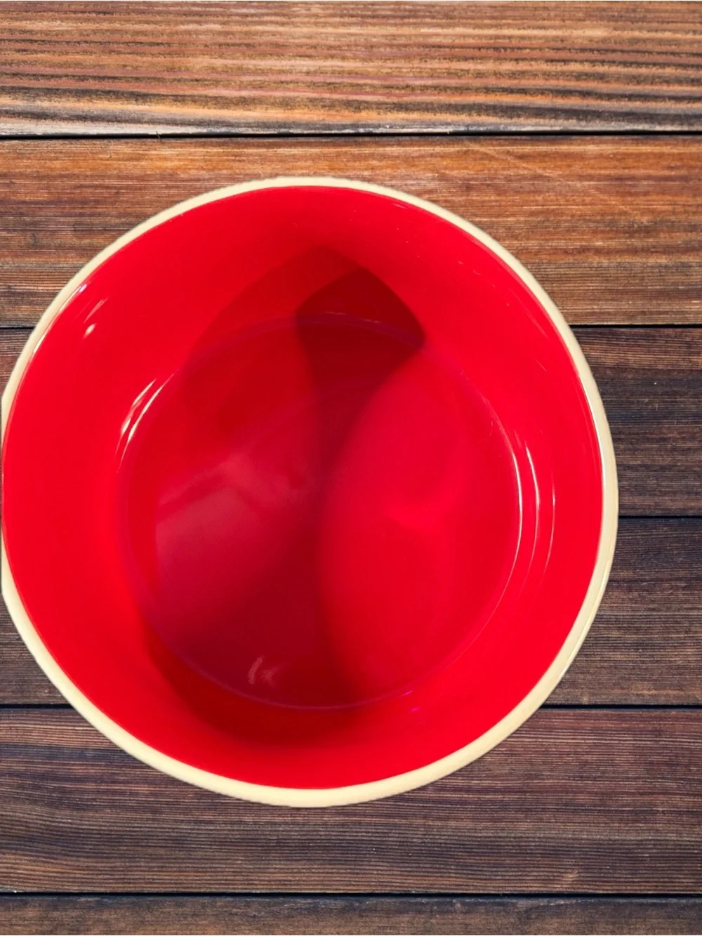 “Nibble” Large Ceramic Bowl - Cream with Bright Red (see photos, note)